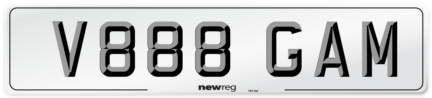 V888 GAM Number Plate from New Reg